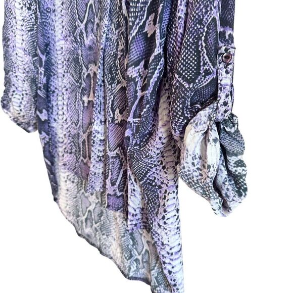 What Goes Around Comes Around Vanessa Purple Silk Snakeskin Top Sz M Whimsygoth - Picture 5 of 16